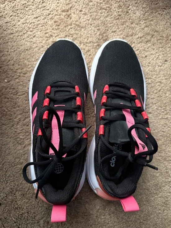adidas Women's Black and Hot Pink Athletic Sneakers - Picture 1 of 4